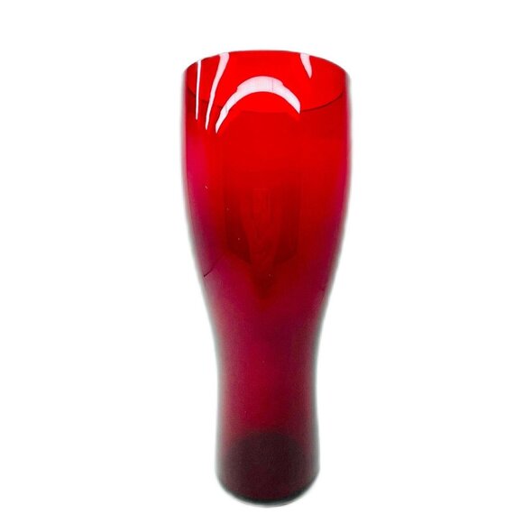 Vintage Handmade Ruby Red Classic Vase Bohemian Crystal Glass 10" Tall In Box - Picture 2 of 7